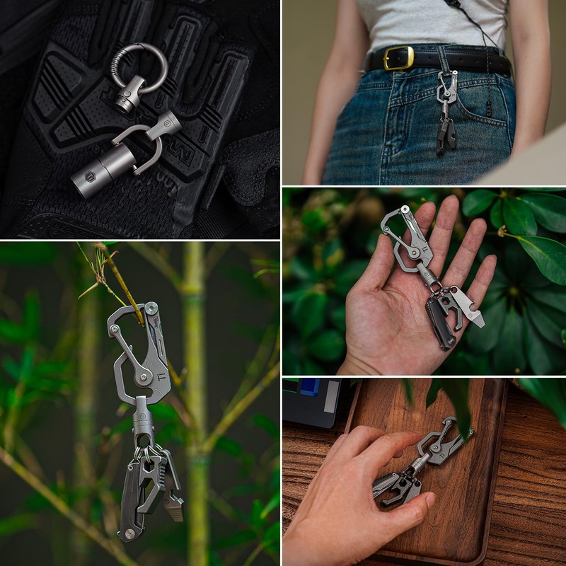 KeyUnity KA48 Titanium Magnetic Key Holder, Quick Release Keychain, Double-End