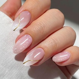 JMEOWIO Gel Nail Stickers French Tip Semi Cured Gel Nail Strips Wraps UV/LED Nails Art Design Decoration Accessories