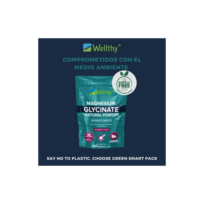Glicinato De Magnesio Sabor Frambuesa 600 Gr Wellthy