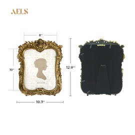 AELS 8x10 Inch Vintage Picture Frame, Elegant Antique Photo Frames with Glass Front, Photo Display, Tabletop Wall Hanging, Gift Ideas, Gold