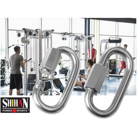 OVAL 2 PACK LOCKING Climbing Sports Cable Machine Carabiner Snap Hook Clip 2.95inch M8-8mm lock Snap Hooks Heavy Duty Stainless Steel Key Chain Clip Fit for Gym,Climbing,Camping,Travelling