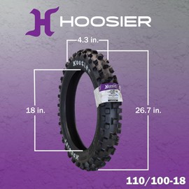 Hoosier Racing Tire 110/100-18 IMX25 Dirt Bike Rear Tube Type Tire Ideal for 125, 250, 450cc Bikes with Hoosier Keychain
