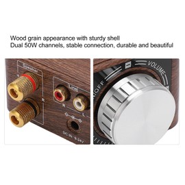 Bluetooth 5.0 Power Amplifier, 2 Channel Bluetooth Power Amplifier, DC9V-24V Wood Grain HiFi Digital Amp Universal with USB Input for Home Theater