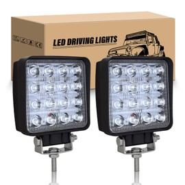 RIGIDON 2 x LED headlights, 4 inch, 10 cm, 48 W, LED work light, 12 V spotlight, additional headlight, car, IP67 waterproof, for off-road tractor, SUV, ATV, truck, 4 x 4, 6000 K white reversing