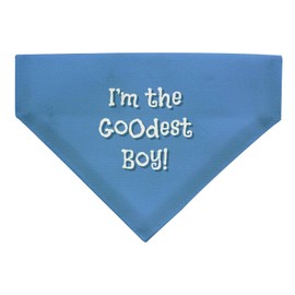 Dog Outfit Accessory Bib I'm The Goodest Boy Blue Color Pet Collar Scarf Bib for Medium to Larger Dogs