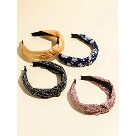 BEAUTIFUL FABRIC FLOWER PRINT KNOT HAIR BAND/ HEADBAND (FLORAL AND FINE PRINT HEAD BAND (STYLE 4))