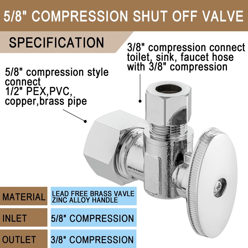 [20 Pieces] Lingmfg Angle Valve Shut Off Valve 5/8" Compression