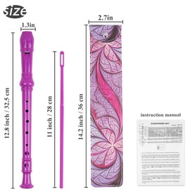 Lvkjafaz Recorder Instrument for Beginner Adults,8-Hole Soprano Descant Recorder Music Flute with with Cleaning Rod & Leather Case For Home Entertainment(2-Purple Fractal Flower)