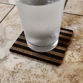 Rustic Subdued American Flag Wood Grain Design Low Profile Novelty Cork Coaster Set