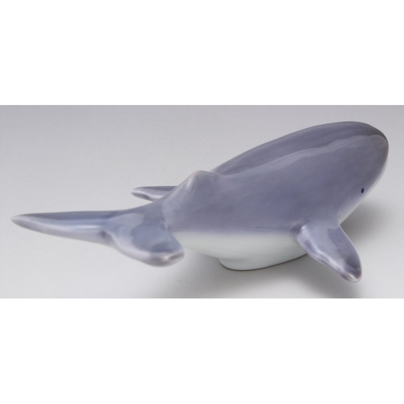 Arita Pottery Kitagawa Bisho Kiln Whale Figurine, Gray