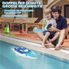 DEERC RC Boat with LED Light, Remote Controlled Shark Boat