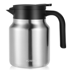 WYHVAND 34Oz Thermal Coffee Carafe for Hot/Cold, Stainless Steel Thermos Carafe for Hot Liquids, Dustproof Insulated Hot Water Carafe for Party/Home,Silver