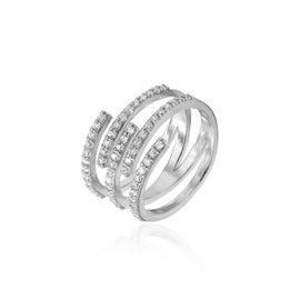 Sterling Silver CZ Cubic Zirconia Spiral Statement Ring, Size 5-9 for Christmas, New Year, Wedding, Engagement, Valentine Day,Women's Day (Silver 8)