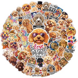 64pcs Golden Doodle Stickers, Goldendoodle Dog Sticker Waterproof Decals for Water Bottles Laptop Luggage Computer Scrapbooking Teens Adults Girls Kids Funny Party Birthday Decorations