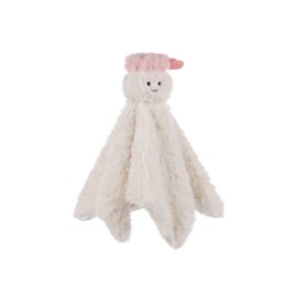 Apricot Lamb Shrimp Sushi Blanket Cute Comforter Soft Loveys for Baby Boy and Girl, Security Blanket for Babies, Infant and Toddlers, White 13.8x13.8 Inches