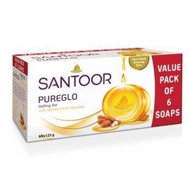 Santoor Glycerine PureGlo Soap 125g (Pack of 6)