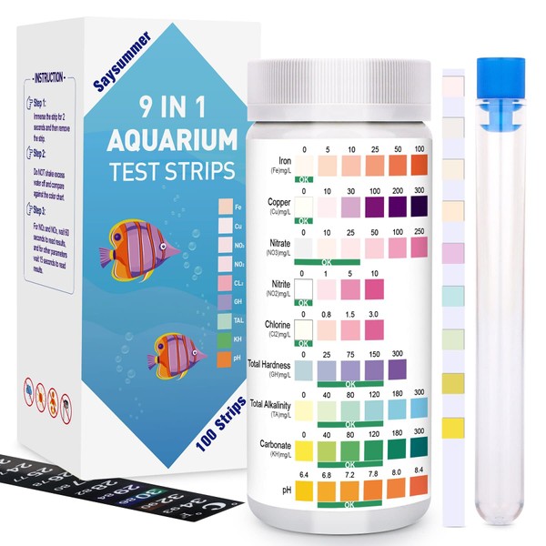 9 in 1 Aquarium Test Strips, 100 Strips Aquarium Test