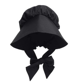 GRACEART Victorian Adult Women Girls Headgear Hat Ladies Handmaid Bonnet Medieval Peasant Headwear for Fancy Dress (Black)