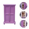 Healifty Dollhouse Cabinet Wooden Mini Purple Wardrobe Dollhouse Furniture Miniature