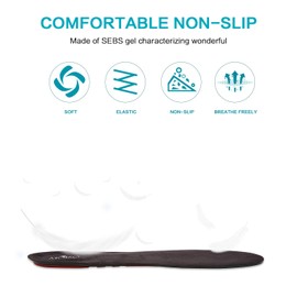 MOISO Gel Comfort Massage Insoles with Orthotic Arch Support for Walking and Running Insoles for Men and Women Black