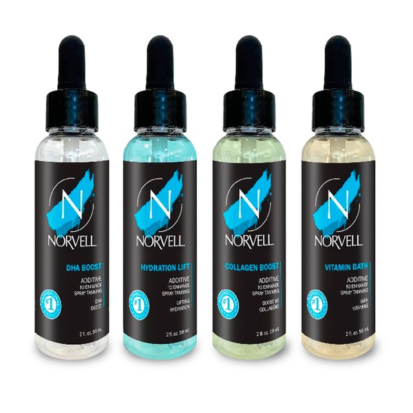 Norvell Pro Lab Kit - Professional Spray Tan Additives Kit, DHA Boost 2 oz., Hydration Lift 2 oz., Collagen Boost 2 oz., & Vitamin Bath 2 oz.