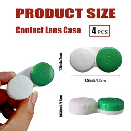Kuanfine 4 Pack Contact Lens Case Leak Proof Travel Contact Case, Colored Contact Lens Storage Holder Container(Green)
