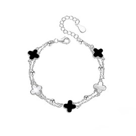 TOEECY Four Leaf Clover Bracelet for Women and Girls 18K Rose Gold Plated Silver Plated Lucky Bracelet Good Luck Gifts, Rose Gold