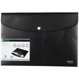 Leitz A4 Sammelmappe mit Druckknopfverschluss, 60 Blatt, 100% recyclebar, Undurchsichtiger Kunststoff, Umweltfreundlich, Recycle-Serie, Schwarz, 46780095