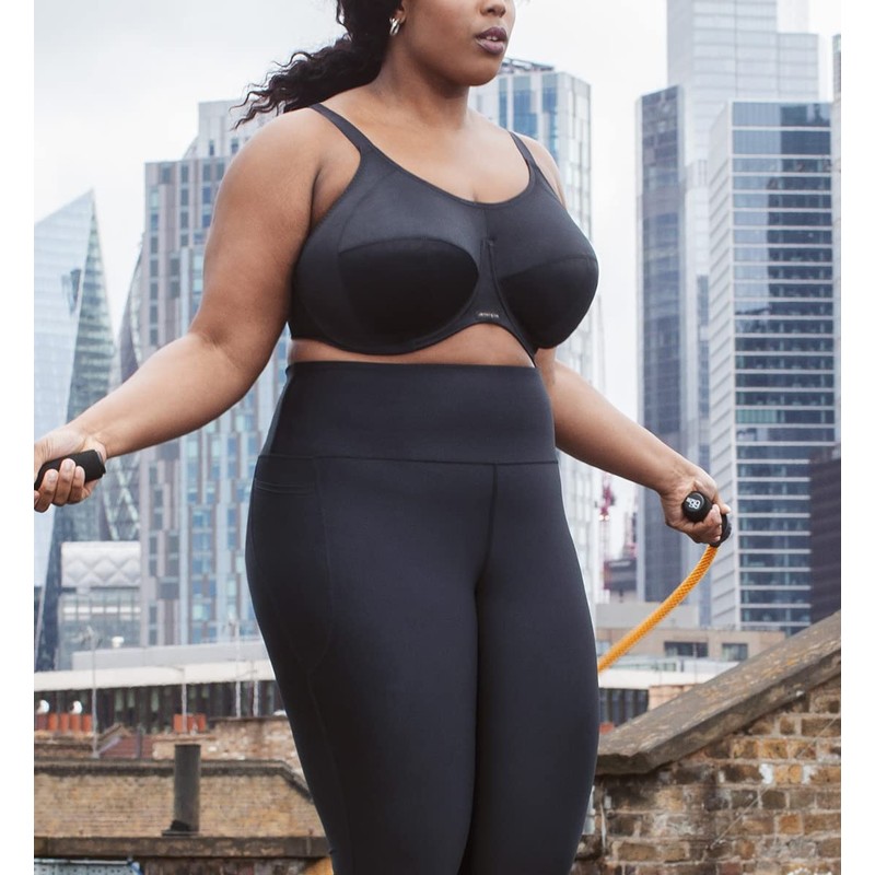 ELOMI Damen Plus Size Sport, Schwarz, 36GG