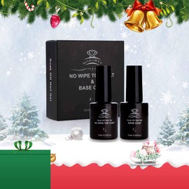 Makartt No Wipe Base and Top Coat Kit 2pcs 10ml Soak Off Nail Gel Base Top Coat Polish Manicure Pedicure Set P-04