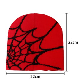 JYJLLM Spider Web Running hat，Beanie hat，Unisex of Skull Cap, Cotton Beanie，Suitable for Hat for Running Cycling，Sleeping Cap，Running Hats，Exquisite hat Gifts for Men Women (Cotton, Red and Black)