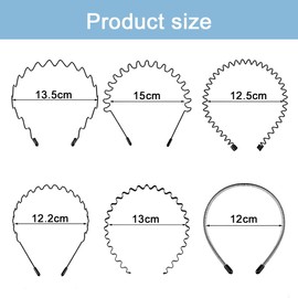 6Pcs Unisex Wavy Headband Metal Hair Band for Men Women's Hair Hoop Clips, Non-Slip Sports Fashion Headband, Metal Hair Band for Men Outdoor, Sports, Weddings, Daily Wear