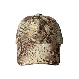 Snake Hat Python 100% Genuine Lambskin Leather Baseball Cap Sports Visor Adjustable (Leather, White)