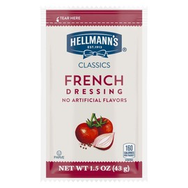 Hellmann's Classics French Salad Dressing Portion Control Sachets Gluten Free, No Artificial Flavors or High Fructose Corn Syrup, Colors from Natural Sources, 1.5 oz, Pack of 102