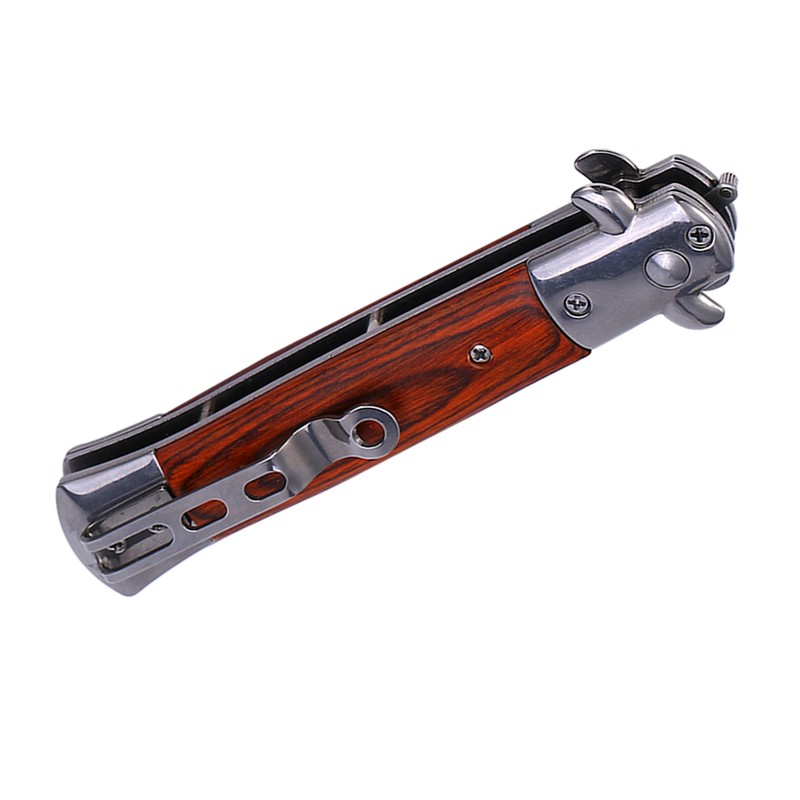 Switchblade Spring Folding Knife Push Button Pocket Comb Oil Hair
