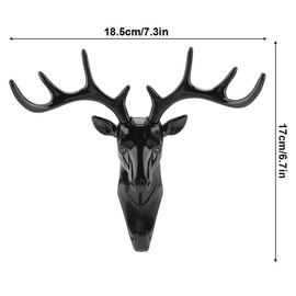 Duokon Animals Deer Head Hook Hanger Rack Holder Wall Mount Bathroom Kitchen Home Office Organizer for Hat Towel Key Holder(Black)