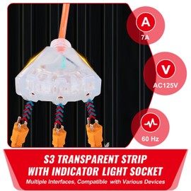 Happybuy Retractable Extension Cord Reel, 30 FT Heavy Duty 16AWG/3C SJTOW Power Cord with Lighted Triple Tap Outlet and 10 Amp Circuit Breaker, Ceiling or Wall Mount, ETL Listed