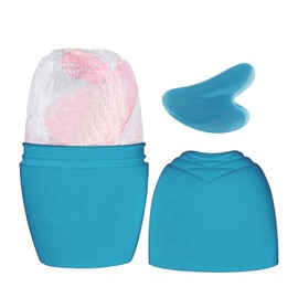 Vanyibro Face Ice Roller & Gua Sha Stone Set for Face/Eye/Neck to Brighten Tighten Skin Enhance Your Natural Glow De-Puff The Eye Area Birthday Gifts for Women Skincare Massager (Blue)