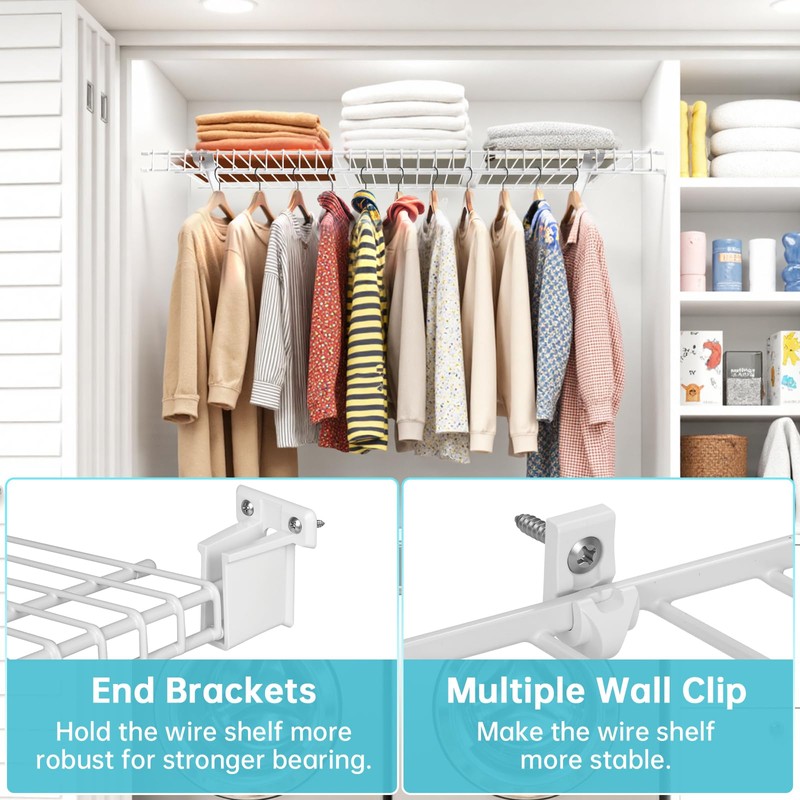 12 Inch Wire Shelf Brackets Set, 4 Wire Rack Support