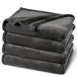 PHF No Shed No Pilling Fleece Blanket Twin Size -Ultra Soft Lightweight & Cozy Bed Blanket, Plush Anti-Stati Microfiber, Room Home Decor Gifts for Women and Men, 1 Piece, 66" x 90", Dark Grey