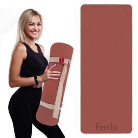 Feetlu 12mm Thick Yoga Mat with Strap – Non-Skid Dual Surface, Eco-Friendly POE, for Women, Men, Kids. Perfect for Pilates, Yoga, Floor Workouts