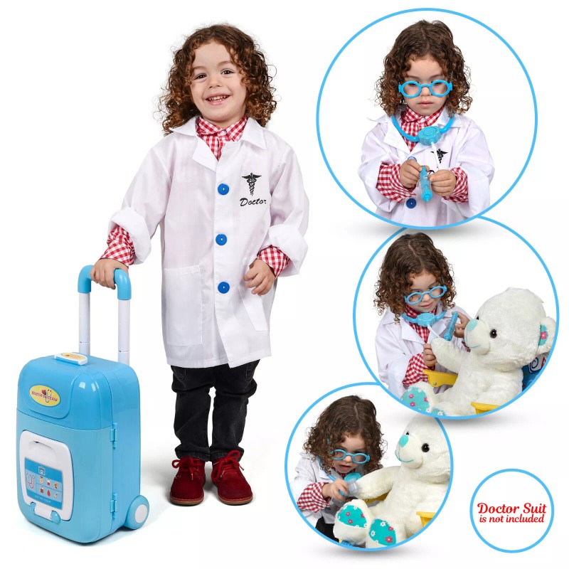 Ondekt Kids Doctor Set, 15 Pieces Playset On Trolley, Small