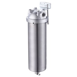 Amwater NSF/ANSI 42 Stainless Steel Whole House Water Filter Housing, 10" x 2.5" Sediment Water Filter System for Heavy Duty, Well & City Water, 3/4" NPT Port, Drain Valve Style A