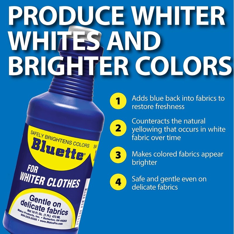 Bluette Laundry Bluing (2 Pack) - Laundry Detergent Whitener/Safe &