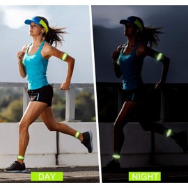 ISTUSHEWILL 8 Pcs Reflective Armbands Reflective Strip -,Adjustable Safety Gear Elasticated High Vis Straps for Walking Cycling,Reflective Running Gear