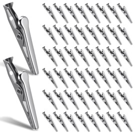 50Pcs Metal Small Alligator Clips Silver Crocodile Electrical Clamps Test Wire Spring Clamp Mini Alligator Clamp Versatile Craft Clip for Laboratory Electric Testing Work 35 mm