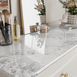 Stickyart White Marble Contact Paper Peel and Stick Waterproof Calcutta Marble Countertop Contact Paper for Kitchen Removable Self Adhesive Granite White Wallpaper Modern for Cabinet Bathroom 12"x160"