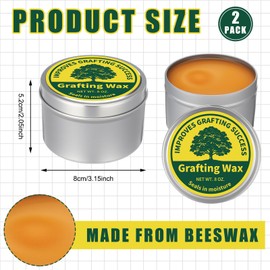 2 Pcs 7 oz Grafting Wax Tin Weather Resistant Wax for Grafting Roses Fruit Bonsai Shrubs Wound Sealer Flexible Graft Sealer for Effective Tree Wound Repair (Fresh)