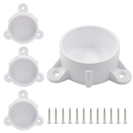 Murtenze 2 inch PVC Flange Table Leg Cap Fittings Furniture White Screw Tab Caps with Mounting Screws for Building Furniture Support Feet Making Storage Shelves (4 Pack)