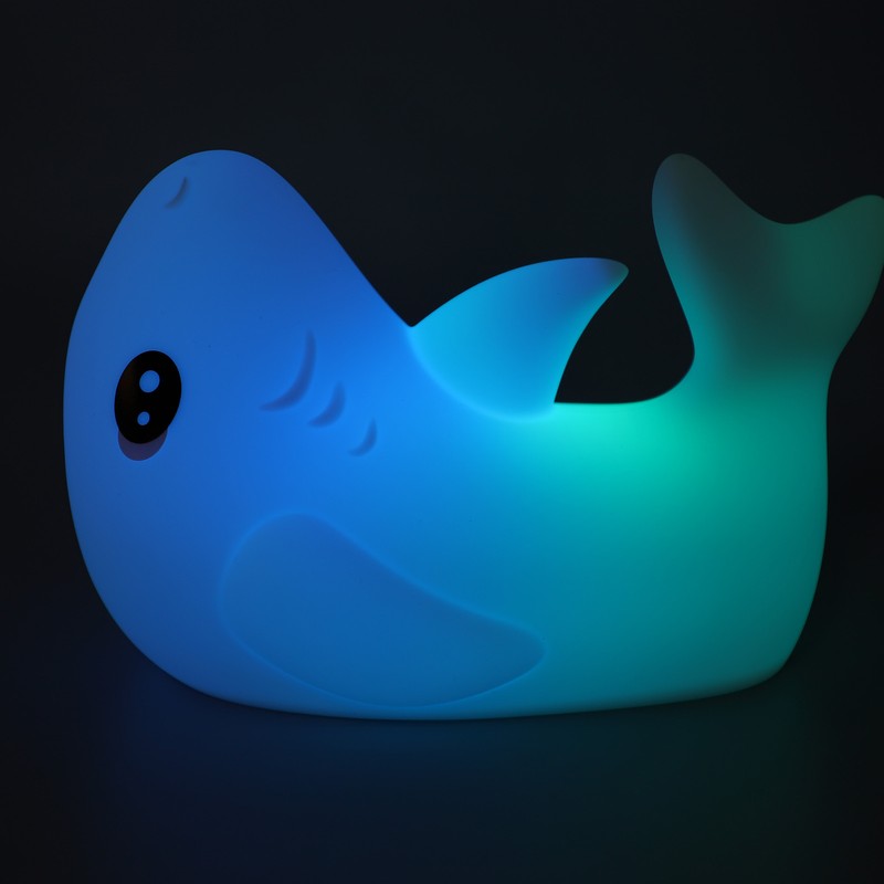 Night Light Silicone Cute Shark USB Rechargeable LED Colorful Night